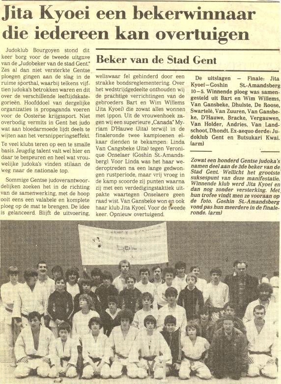 Beker van destad Gent in De Gentenaar, 25/02/1982